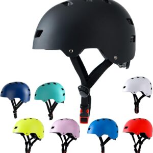 Youth Bike Helmet,Bavilk Kids Teenager Adults Skateboard Helmet 3 Sizes Boys Girls Women Men Adjustable Multi-Sport for Bicycle Cycling Scooter Roller/Inline Skate