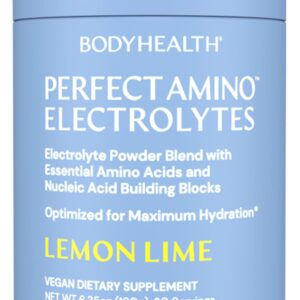 BodyHealth PerfectAmino Electrolyte Powder No Sugar, Hydration Fasting Keto Zero Sugar Electrolytes Drink Mix with Trace Minerals - Lemon Lime - 30 Servings